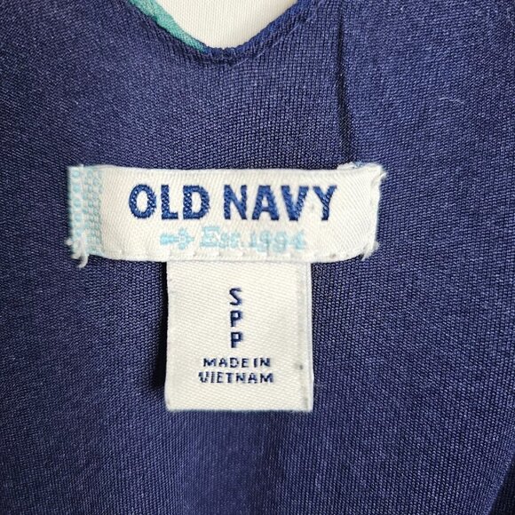 OLD NAVY Floral Dress NAVY BLUE size S Lined Elastic Waist Feminine Colorful - Picture 5 of 6